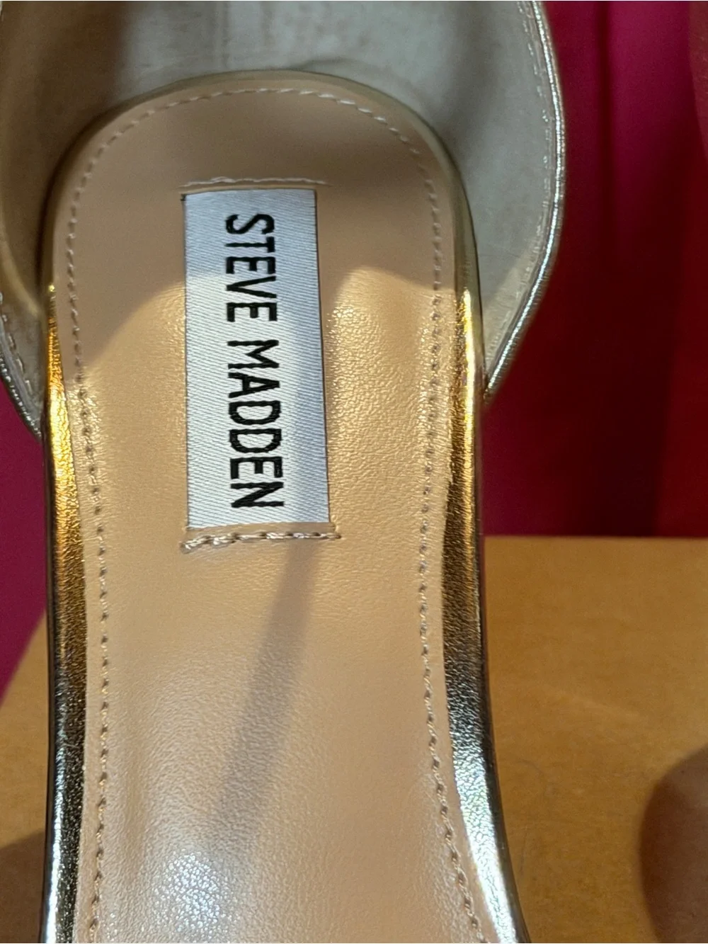 Steve Madden Gold Metallic Ankle-Strap Clear Block Heel Sandals